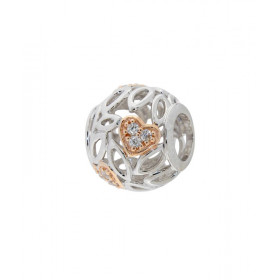 Charm Argent 925 rhodié Coeur rose oxyde Dimensions du charm : 11x11mm Diamètre du trou : 5mm Oxydes zirconium sertis Comp...