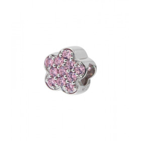 Charm Argent 925 rhodié Fleur oxydes roses Dimensions du charm (vue face) : 10mm x 10mm Diamètre du trou : 5mm Oxydes zirc...