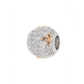 Charm Argent 925 rhodié Trefle à quatre feuilles rose oxydes Dimensions du charm : 11mm x 11mm Diamètre du trou : 5mm Oxyd...