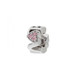 Charm Love en Argent 925 rhodié et oxydes roses. Dimensions du charm : 10x5mm. Diamètre du trou : 5mm. Pavage d'oxydes de ...