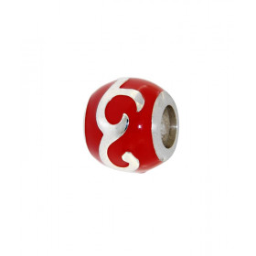 Charm Motif Ethnique en Argent 925 et Email Rouge