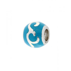 Charm Motif Ethnique en Argent 925 et Email Turquoise