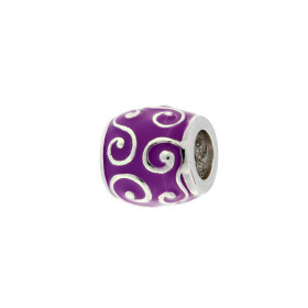 Charm Motif Ethnique en Argent 925 et Email Violet. Dimensions du charm : 11x9mm. Diamètre du trou : 5mm. Motifs en argent...