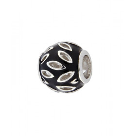 Charm Motifs Ajourés Argent 925 Email Noir Dimensions du charm : 11x9mm Diamètre du trou : 5mm Motifs ajourés argent base ...