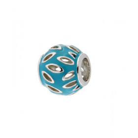 Charm Motifs Ajourés en Argent 925 et Email Turquoise. Dimensions du charm : 11x9mm. Diamètre du trou : 5mm. Motifs ajouré...