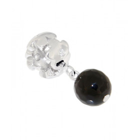 Charm Pendentif Breloque Onyx en Argent 925 rhodié. Longueur du charm 22mm. Diamètre du trou : 4,5mm. Motif composé de fle...