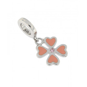 Charm Pendentif Trefle à 4 Feuilles rose en Argent 925 rhodié et Oxyde. Longueur du charm 22mm. Diamètre du trou : 4,5mm. ...