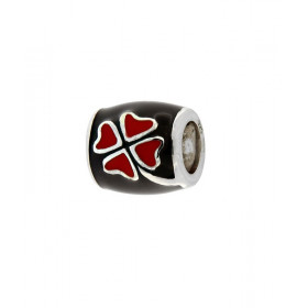 Charm Trefle à 4 Feuilles en Argent 925 Emaillé Noir et Rouge. Dimensions du charm : 9x8mm. Diamètre du trou : 5mm. Motif ...