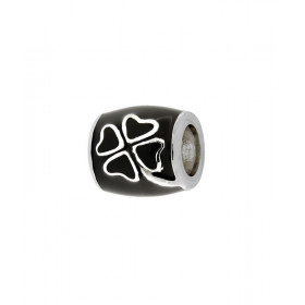 Charm Trefle à 4 Feuilles Argent 925 Emaillé Noir Dimensions du charm : 9x8mm Diamètre du trou : 5mm Motif trefle à quatre...