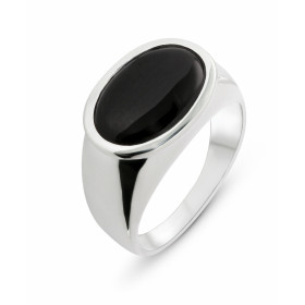 Chevalière Homme en Argent 925 et Onyx Ovale. Pierre ovale de 16x10mm