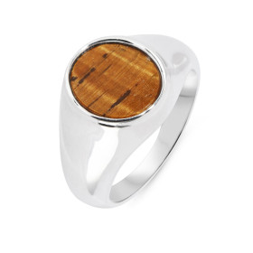 Chevalière Argent 925 Oeil tigre Ovale 12x10mm Bague Argent 925 sertie d une pierre ovale 12x10mm Pierre montée serti clos...