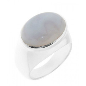  Chevalière Argent Calcédoine Pierre Ovale Dimensions pierre : 16x12mm Pierre maintenue par un serti clos 
