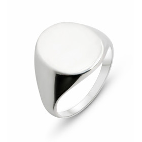 Bague Argent 925 type Chevalière pour Homme. Plateau ovale de 18 x 14mm Gravure possible : 2 initiales max