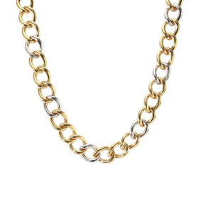 Collier 2 ors 375 composé maillonsovales Largeur : 9mm Système d attache : mousqueton Longueur : 50cm