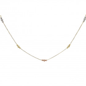 Collier 3 ors 375 composé d une maille forçat 1mm large perles ciselées 3 4mm diamètre Système d attache : mousqueton Long...