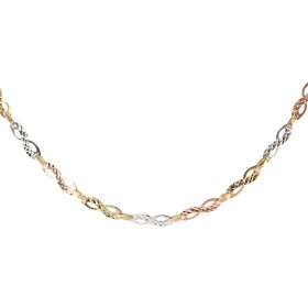 Collier 3 ors 375 composé signes l infini partie ciselés Largeur : 4,3mm Système d attache : mousqueton Longueur : 45cm
