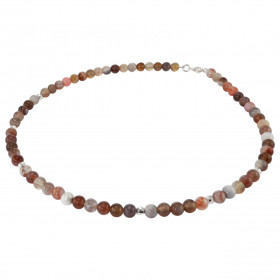 Collier Agate Botswana 6mm et Argent. Ce collier est composé de boules de 6mm en Agate Botswana, de 6 perles facettées en ...