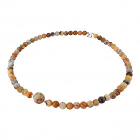 Collier Agate Crazy Lace 6-10mm Argent Ce collier est composé boules 6mm Agate Crazy Lace, 2 perles facettées Argent 4mm d...