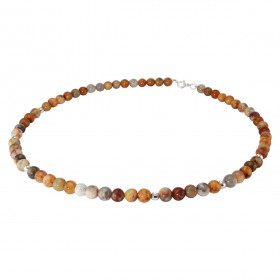 Collier Agate Crazy Lace 6mm Argent Ce collier est composé boules 6mm Agate Crazy Lace, 6 perles facettées Argent 4mm diam...