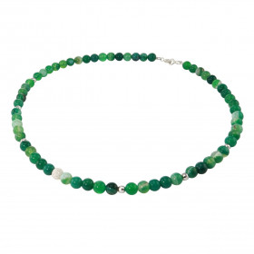 Collier Agate Verte 6mm et Argent. Ce collier est composé de boules de 6mm en Agate Verte, de 6 perles facettées en Argent...