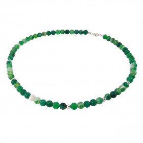 Collier Agate Verte 6mm Argent Ce collier est composé boules 6mm Agate Verte, 6 perles facettées Argent 4mm diamètre d un ...