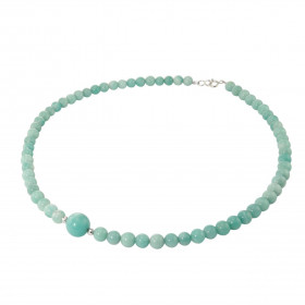 Collier Amazonite 6-10mm et Argent. Ce collier est composé de boules de 6mm en Amazonite, de 2 perles facettées en Argent ...