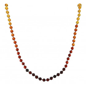 Collier Ambre Muticolore 6mm. .Perles d'ambre rondes de 6mm de diamètre et perles d'argent de 2mm de diamètre. Dégradé d'a...