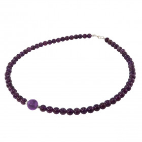Collier Améthyste 6-10mm Argent Ce collier est composé boules 6mm Améthyste, 2 perles facettées Argent 4mm diamètre d une ...