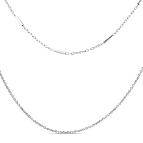 Collier argent rhodié 2 rangs composé d une maille fantaisie 1,5mm large une maille forçat ronde 1,4mm large Longueur ajus...