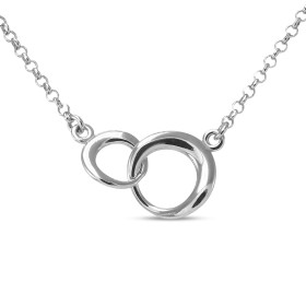 Collier argent rhodié composé 2 cercles entrelacés 9 11mm diamètre Chaîne maille jaseron 1,7mm large Longueur ajustable 40...