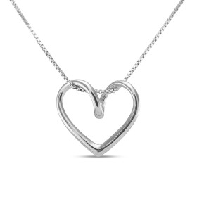 Collier argent rhodié composé d un coeur 20x 18mm Chaîne maille vénitienne 0,9mm large Longueur ajustable 40 à 45cm Systèm...