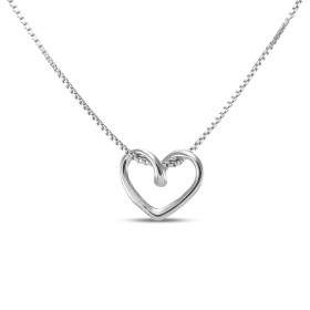 Collier argent rhodié composé d un coeur 12x10mm Chaîne maille vénitienne 0,9mm large Longueur ajustable 40 à 45cm Système...