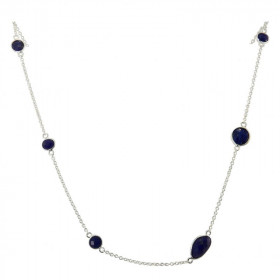 Collier Argent 925 Lapis Lazuli Collier composé d une chaine forcat 6 pierres facettées formes différentes Longueur ajusta...