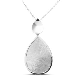 Collier argent rhodié composé d un pendentif poire lisse poire effet brossé Dimension du pendentif : 27x53mm Chaîne maille...