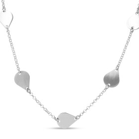 Collier argent rhodié composé 3 gouttes lisses 2 satinées 9x10mm Chaîne maille jaseron 1,7mm large Longueur ajustable 40 à...