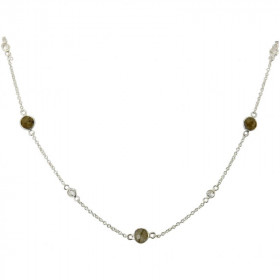 Collier Argent 925 Labradorite et Oxyde de zirconium. Collier composé d'une chaine forcat, de 5 Labradorites facettées de ...