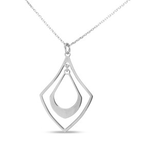 Collier argent rhodié composé 2 losanges Dimension du pendentif : 20x30mm Chaîne maille forçat 1mm large Longueur ajustabl...