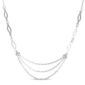 Collier argent rhodié composé 2 motifs 3 vagues mesurant chacune 4x13mm Chaîne maille forçat 1,2mm large Longueur ajustabl...