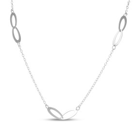 Collier argent rhodié composé 3 motifs d ovales entrelacés Dimension d un motif : 5x20mm Chaîne maille forçat ronde 1,5mm ...