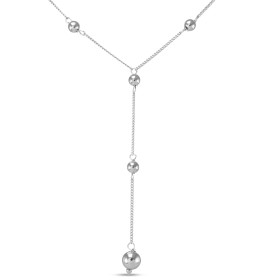 Collier argent rhodié composé 4 boules d argent sur chaîne d une partie pendante 6cm long 3 boules d argent dont plus gros...