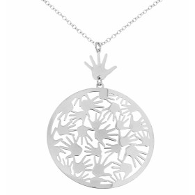Collier Argent 925 Pendentif motif mains Motif rond argent ajouré mains Diamètre du motif : 40mm Largeur maille : 1,5mm Lo...