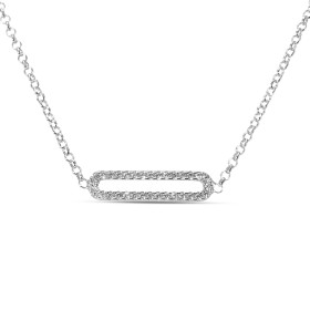 Collier argent rhodié composé d une forme rectangulaire sertie d oxydes zirconium Dimension du motif : 5x20mm Chaîne maill...