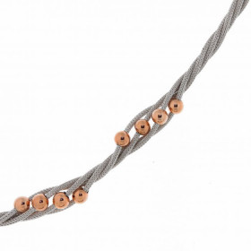 Collier Argent 925 Rhodié 4 rangs et boules rosées