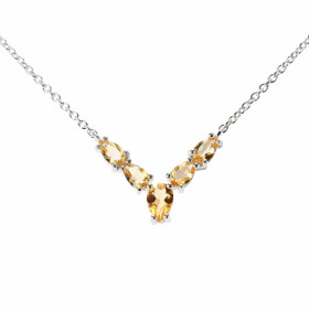  Collier Argent 925 Rhodié Citrine Poires Maille forçat 1.5mm large Longueur du collier ajustable 42 à 46cm Motif central ...