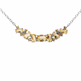  Collier Argent 925 Rhodié Citrine Maille forçat 1.5mm large Longueur du collier ajustable 42 à 46cm Motif central serti p...