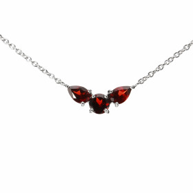  Collier Argent 925 Rhodié Grenat Rond Poires Maille forçat 1.5mm large Longueur du collier ajustable 42 à 46cm Motif cent...