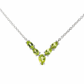  Collier Argent 925 Rhodié Péridot Poires Maille forçat 1.5mm large Longueur du collier ajustable 42 à 46cm Motif central ...