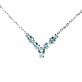  Collier Argent 925 Rhodié Topaze bleue traitée Poires Maille forçat 1.5mm large Longueur du collier ajustable 42 à 46cm M...