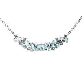  Collier Argent 925 Rhodié Topaze bleue traitée Maille forçat 1.5mm large Longueur du collier ajustable 42 à 46cm Motif ce...