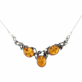 Collier Argent 925 Ambre composé d un motif central 5x3cm d une chaine maille serpent 1mm diamètre Longueur du collier : 4...